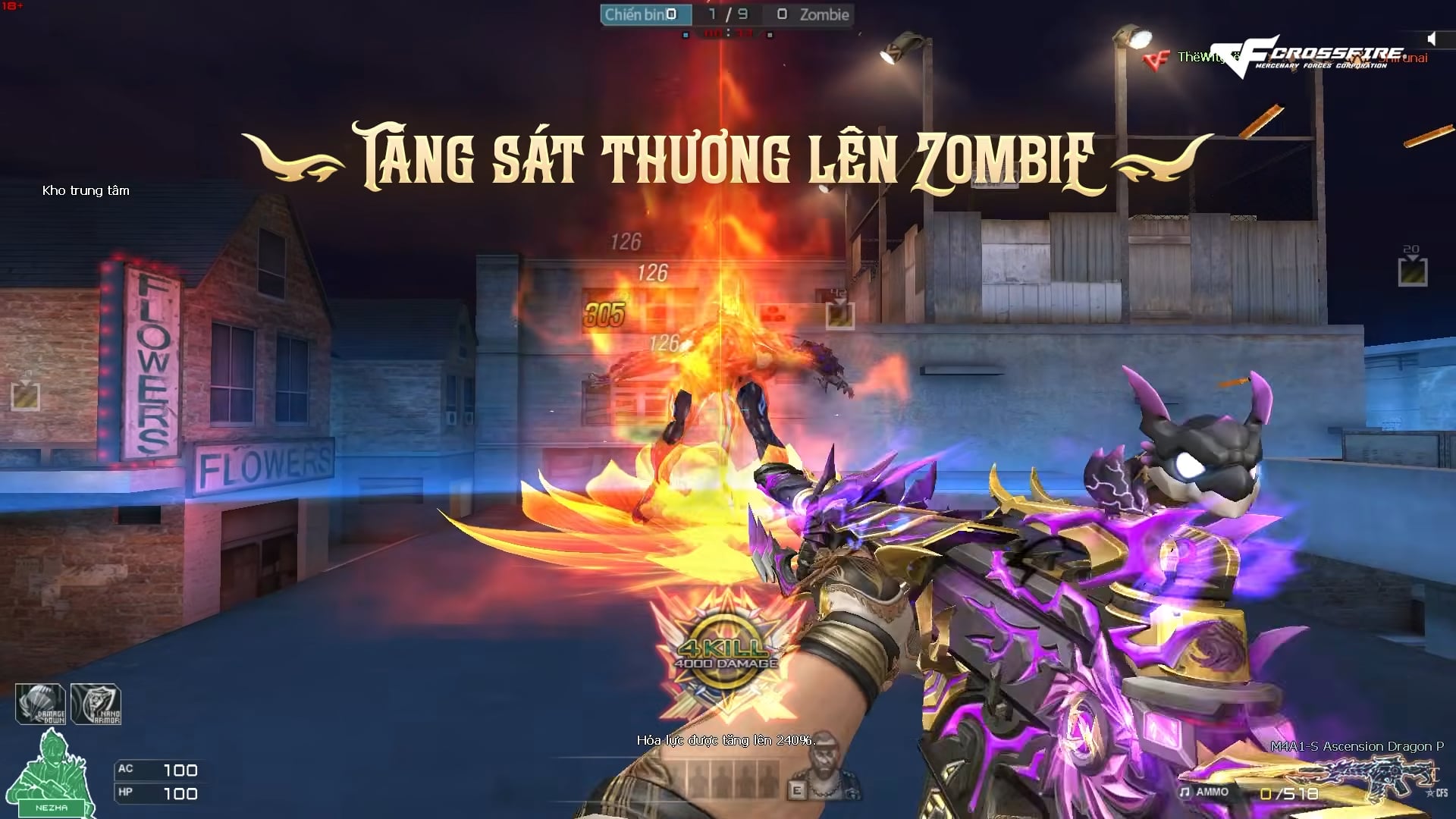 Tăng 20% Dame lên zombie